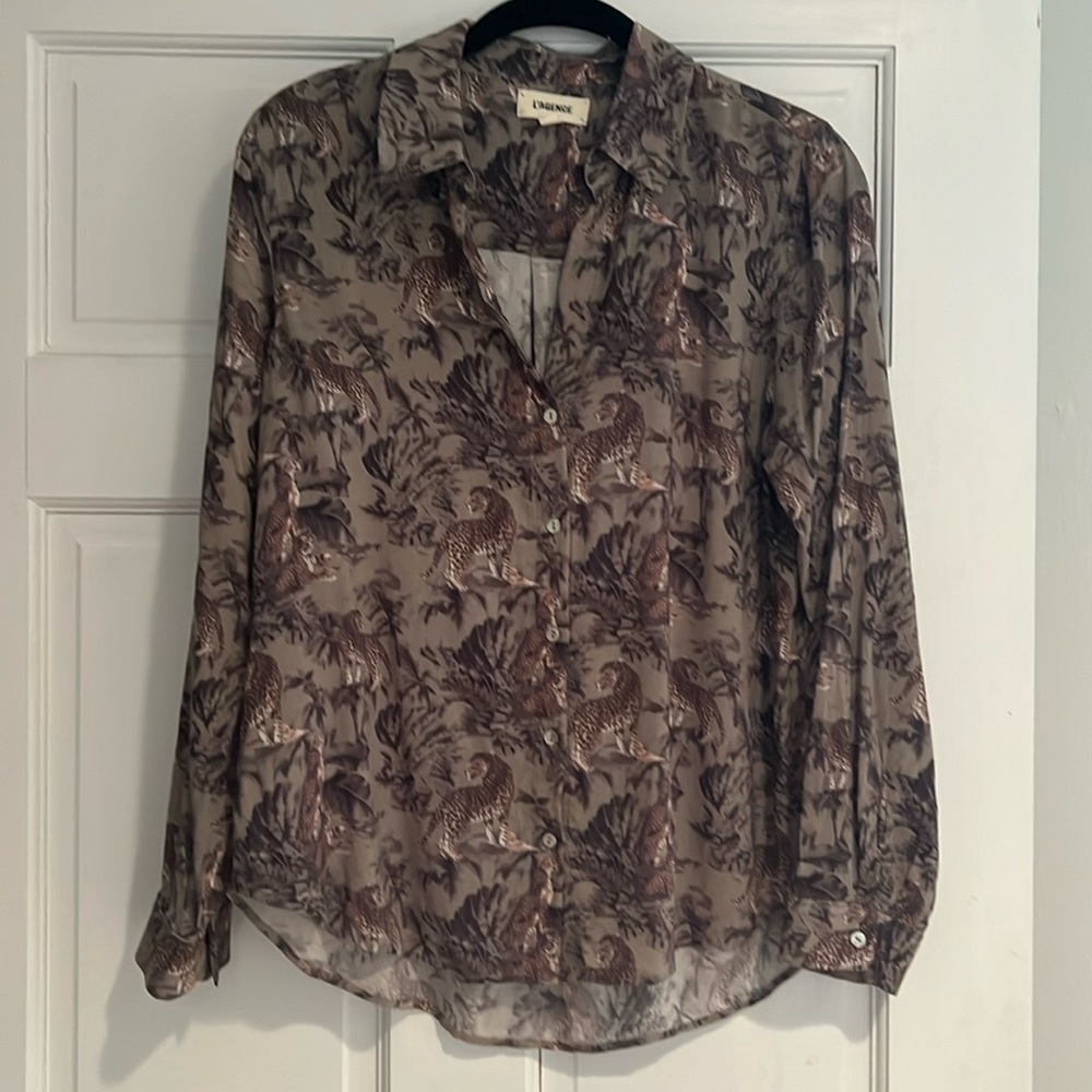 L’AGENCE jaguar print blouse